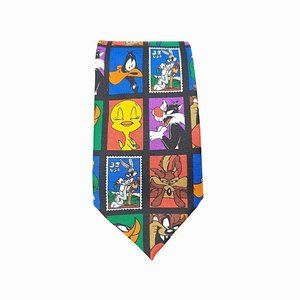 Looney Tunes Stamp Collection Men Tie Taz Sylvester Tweety Daffy Roadrunner New